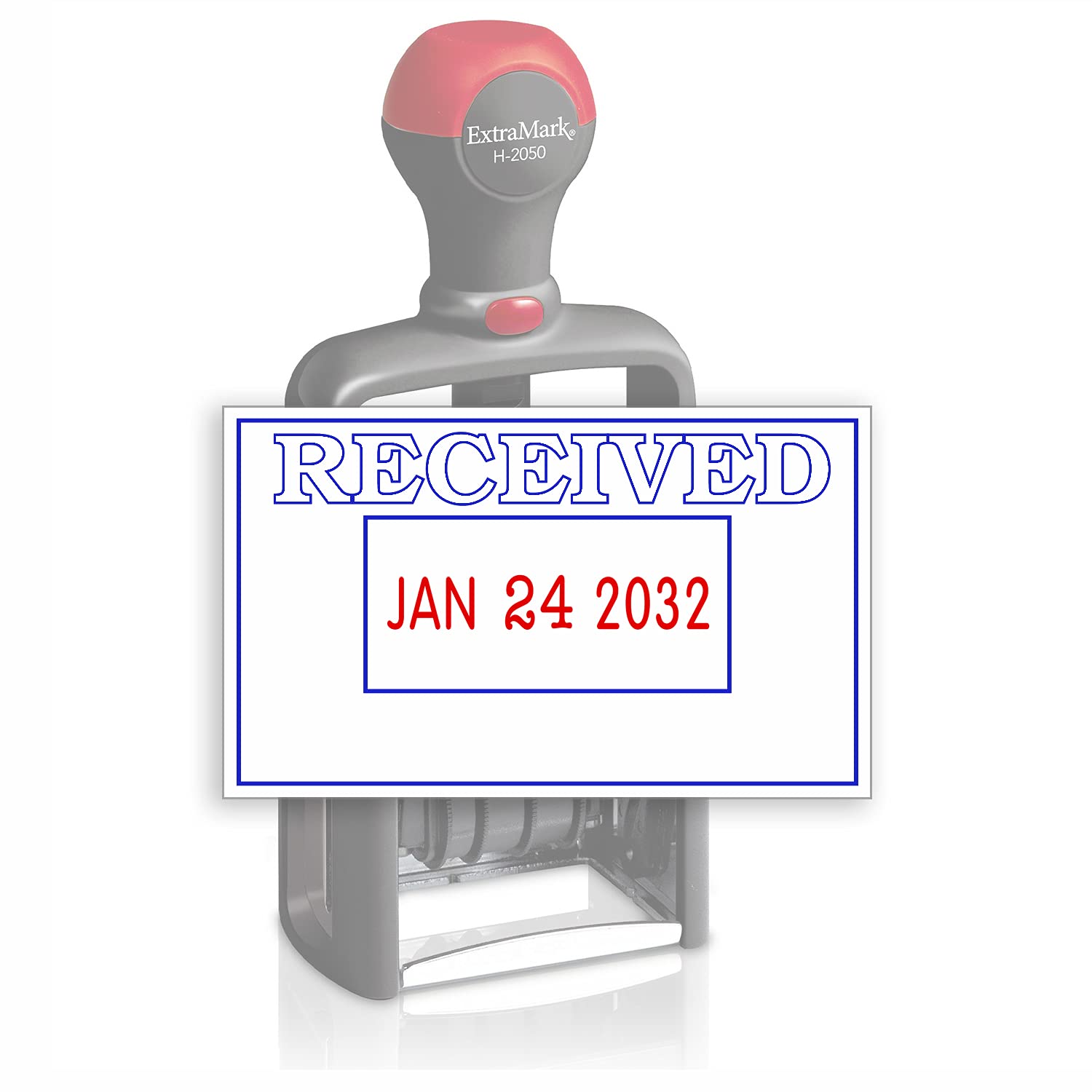 Heavy Duty Style Office Date Stamp With Received - Self Inking Dater - Style B - Blue & Red Ink Color