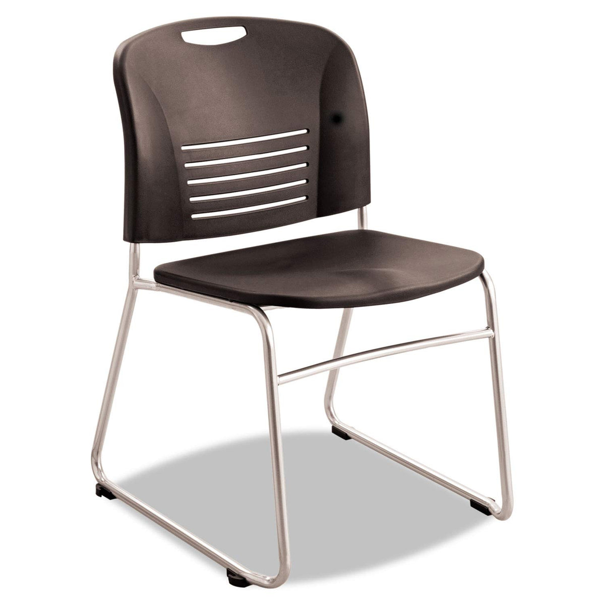 Safco 4292Bl Vy Series Stack Chairs Plastic Back/Seat Sled Base Black 2/Carton