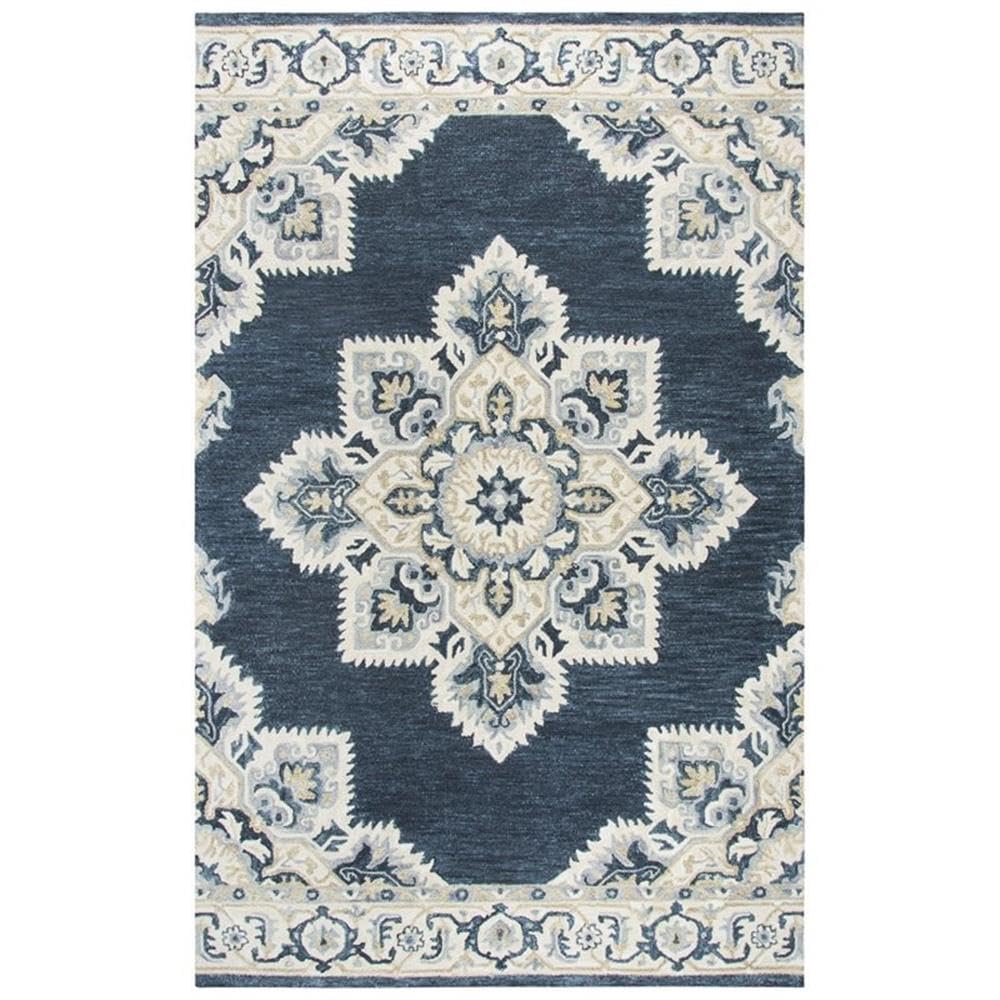 Rizzy Home Alora Decor Cascade 5' X 8' Dk Blue/Natural/Gray/Tan Hand-Tufted Area Rug