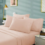 Bysure 6 Pieces Bed Sheets Set(Queen, Peach) - Hotel Luxury Super Soft 1800 Thread Count 100% Microfiber Sheets With Deep Pocket