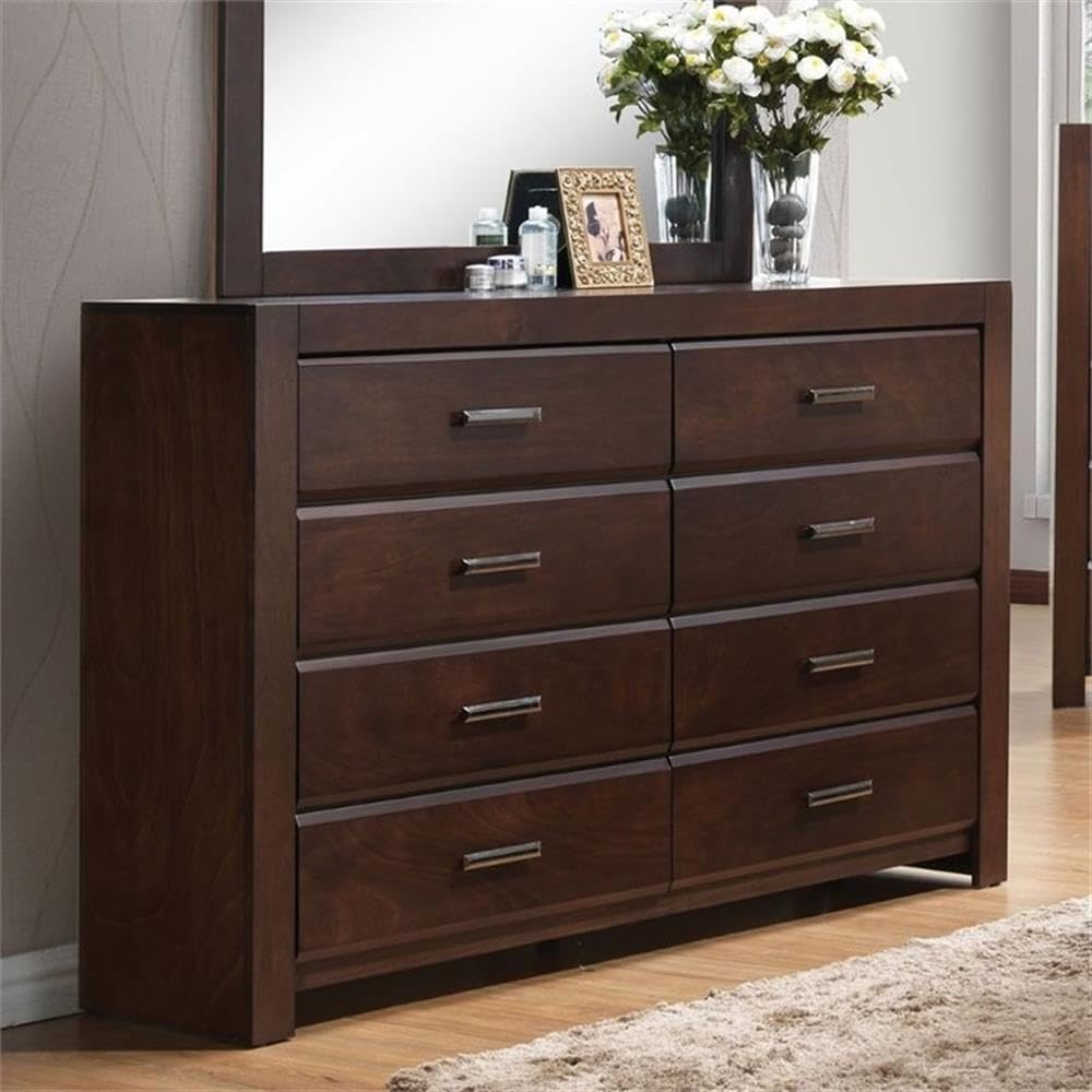 Acme Oberreit Wood 8-Drawers Bedroom Dresser In Walnut