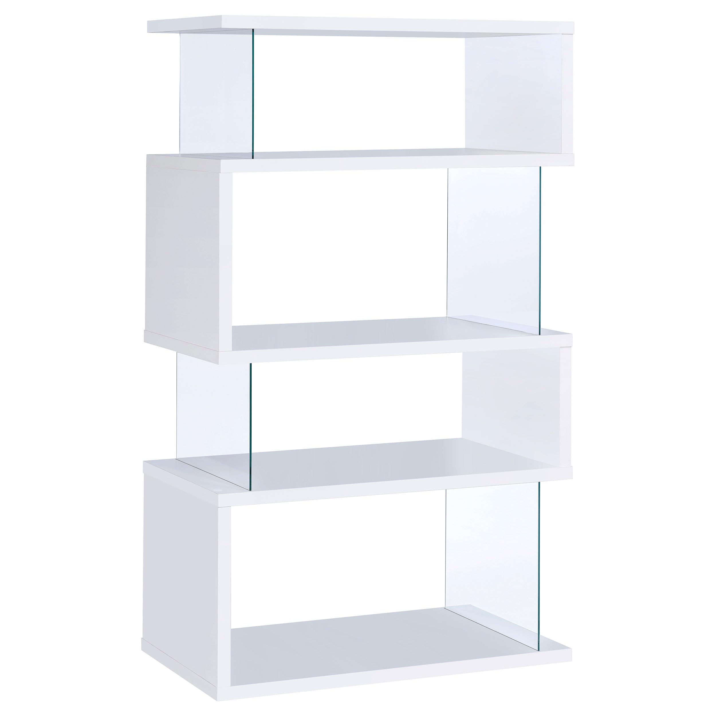 Coaster Home Furnishings Emelle 63-inch 4-Shelf Glass Panel Bookshelf White