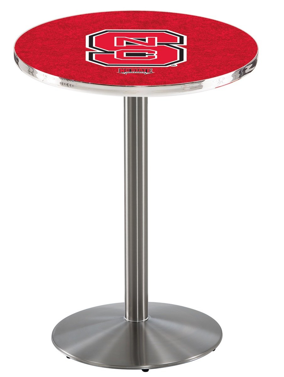 Holland Bar Stool Co. L214-36 Stainless Steel North Carolina State Pub Table with 36 Dia. top
