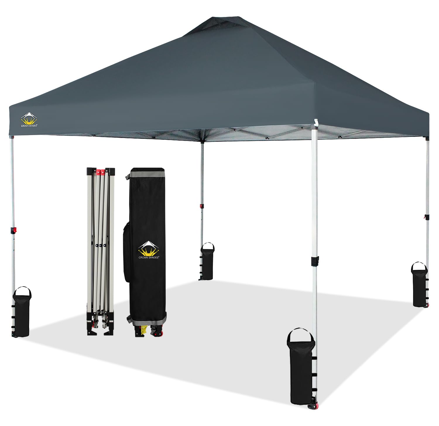 CROWN SHADES 10x10 Pop Up Canopy - Beach Tent with One Push Setup - Easy Outdoor Sun Shade for Events, Parties, Camping - Gazebo