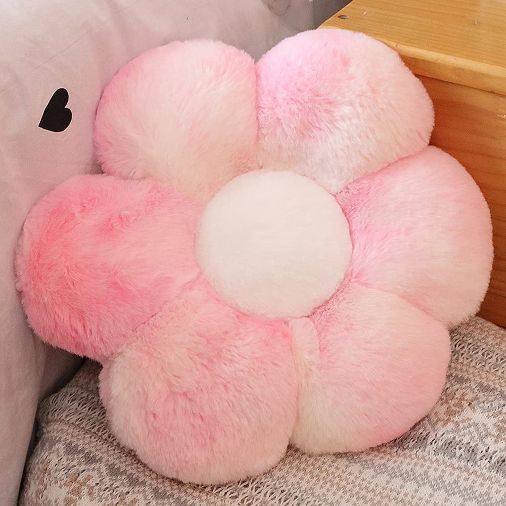 Lannery Flower Plush Throw Pillows, Flower Floor Pillow Seating Cushion Toy For Reading, Room, Watching Tv (25.6', Pink -2)