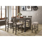 Acme Martha II Counter Height Chair in Tan Linen and Weathered Gray (Set of 2)