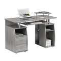 Techni Mobili 47" Computer Desk with Drawers and Storage, Office Desk with Printer Shelf, Pull Out Shelf and Keyboard Tray, Computer Workstation, Grey