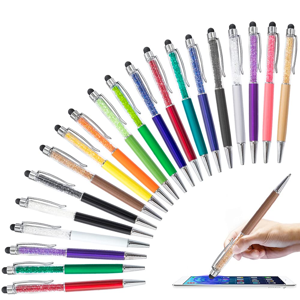 Hostk 20Pcs Bling Stylus Pen Retractable Ballpoint Pen Crystal Diamond Screen Touch Pen Capacitive Pens For Note Tab Office Scho