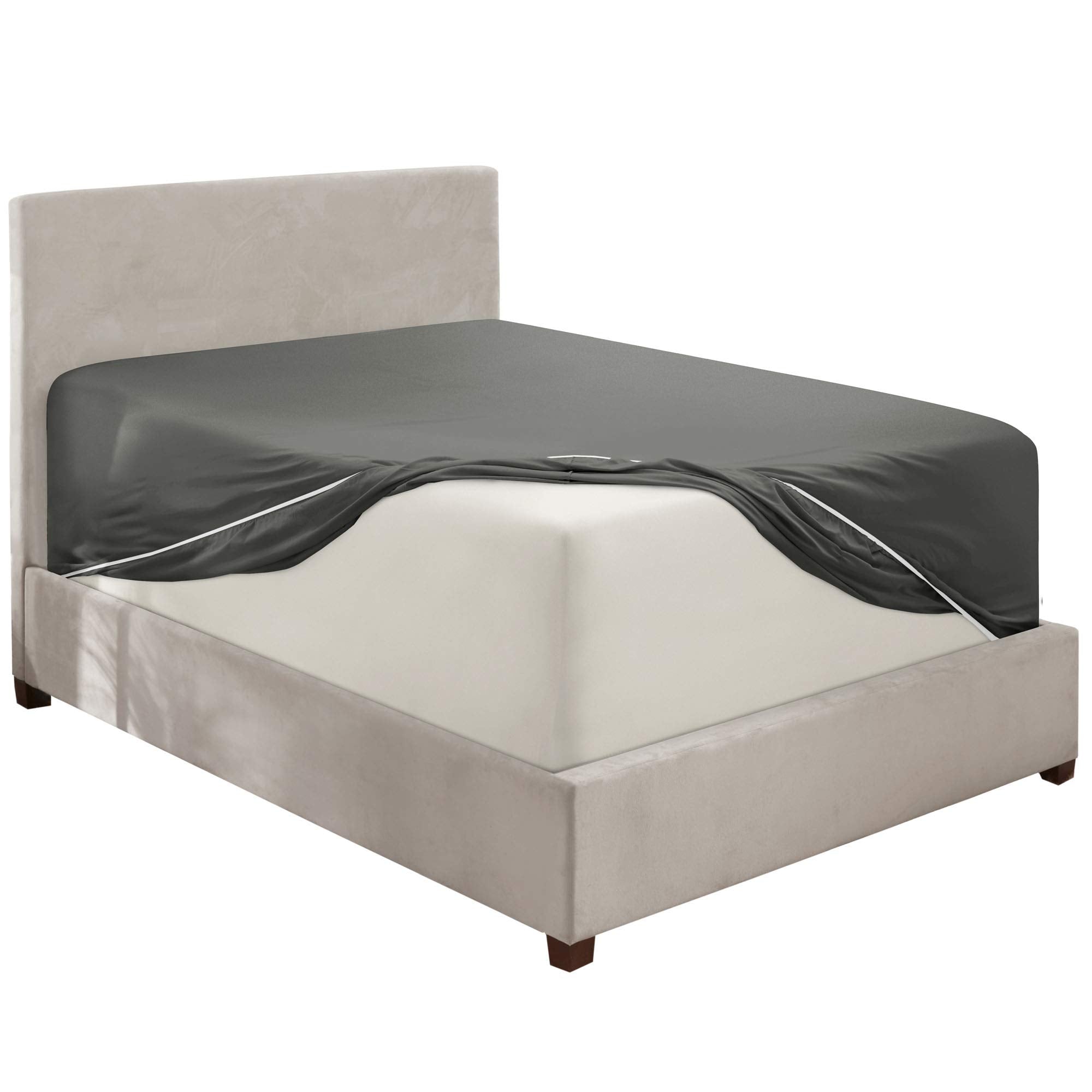 Nestl Grey California King Fitted Sheet, Extra Deep Pocket Cal King Fitted Sheet Only, 1800 Microfiber Fitted Bed Sheet, Ultra Soft Fitted Sheet California King Fits Up To 24 Inch Mattress