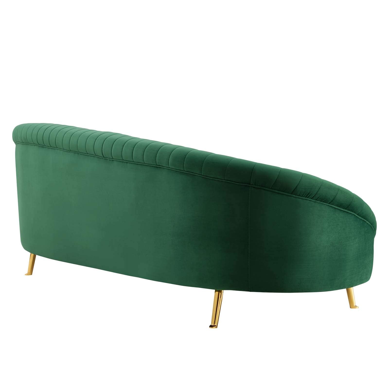 Modway Camber Channel Tufted Performance Velvet Sofa In Emerald