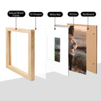 Kinlink 7X7 Picture Frames Natural Wood Frames With Acrylic Plexiglass For Pictures 4X4 With Mat, Tabletop And Wall Mounting Dis