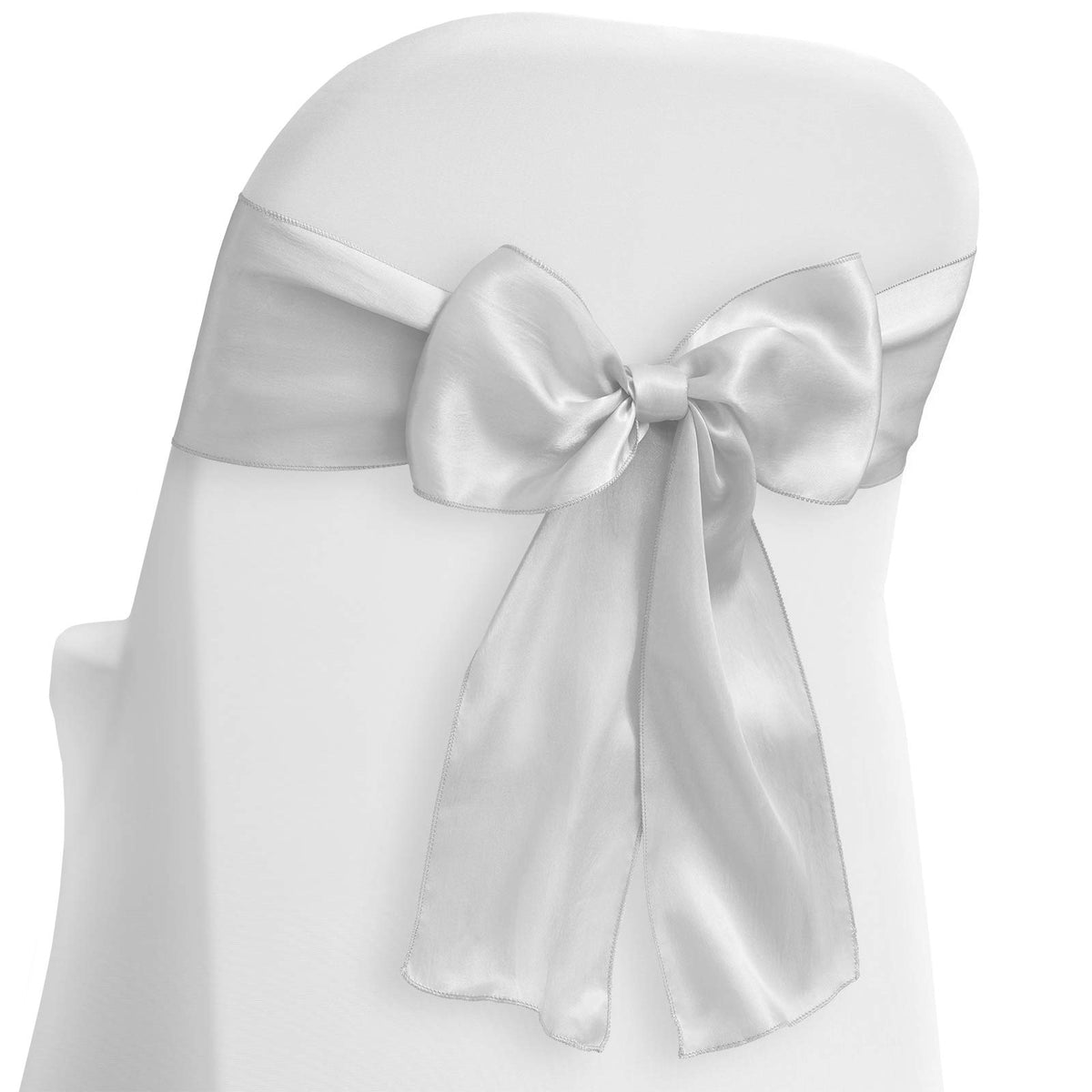Lann'S Linens - 10 Elegant Satin Wedding/Party Chair Cover Sashes/Bows - Ribbon Tie Back Sash - White