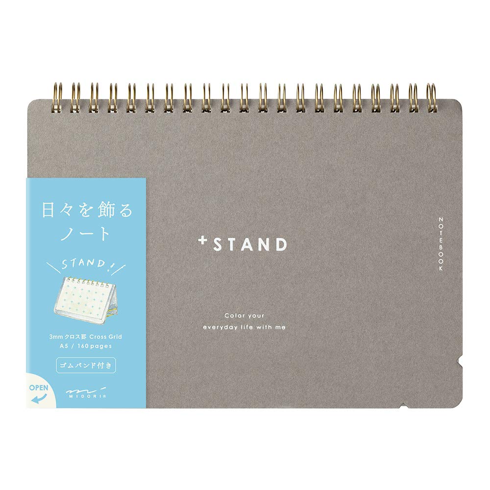 Designphil Midori 13808006 Notebook, A5 Plus Stand, Cross Ruled