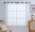 Pi Short Sheer Curtains Grommet Panels,Light Voile Textured Sheer Curtain For Kitchen/Study Room 2 Panels (W52 X L45, Optical White)