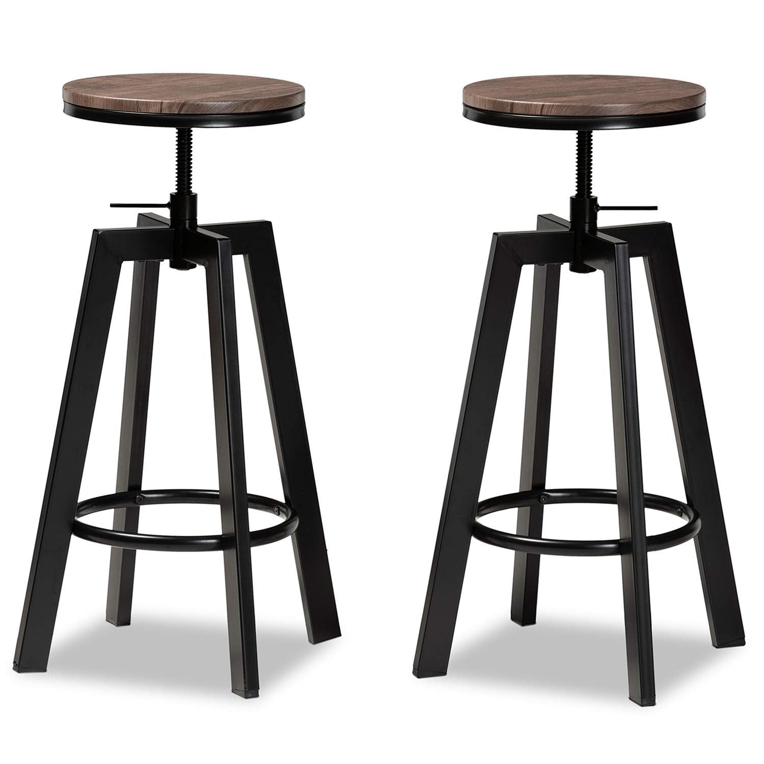 Baxton Studio Maritta 2-Piece Adjustable Swivel Bar Stool Set - Thumbnail 3