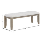 Steve Silver Company Lily Bench, Upholstered Seating, Asian Hardwood Solids, Contemporary Modern, Dining or Work Bench, Entryway Bench, Bedroom Bench, Indoor, 16" D x 19" W x 19" H, Gray