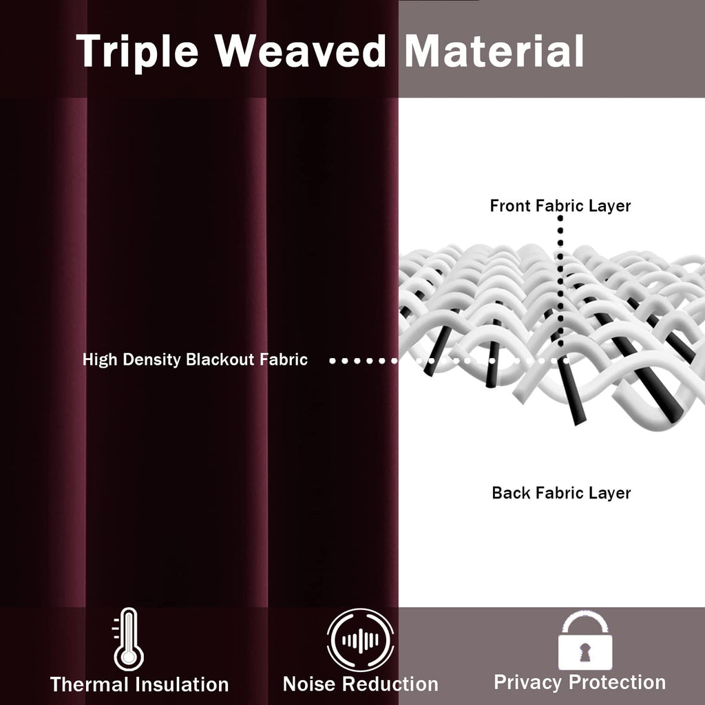 Jiuzhen Short Curtains Kitchen Half Window Blackout Curtains With Tiebacks For Baseroom Shadows, Grommet Curtains For Living Room, Set Of 2 Window Curtain Panels, 52 X 36 Inch Length,Burgundy