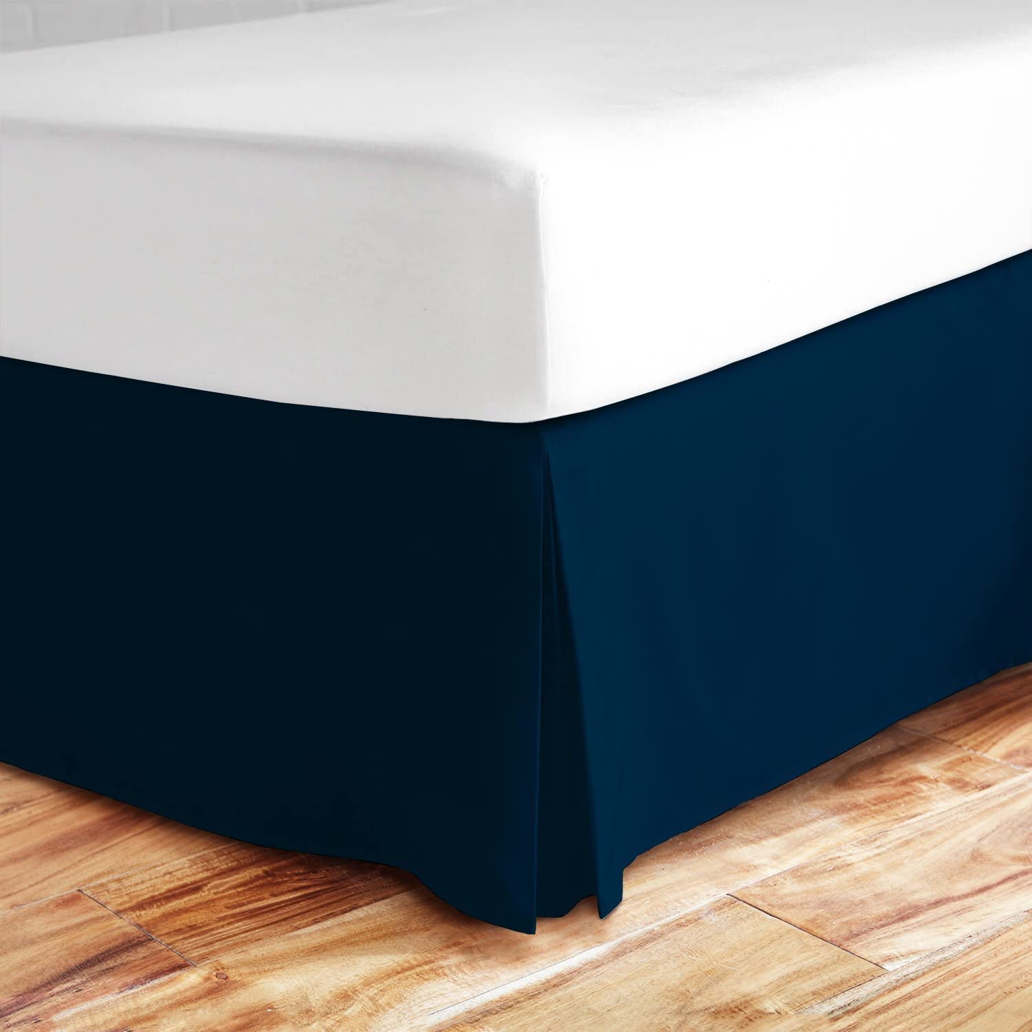 Twin Bed Skirt - Luxury Hotel Quality 15-Inch Drop - Tailored, Wrinkle & Fade Resistant (Twin, Navy)