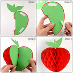 Fepito 10 Pack 7 Inch Apple Tissue Honeycomb Hanging Red Paper Apple Decorations Fruit Decoration For Back To School, Baby Showe