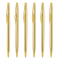 Wikult 6 Pieces Golden Slim Metal Ballpoint Pen, 1Mm Medium Point Black Ink Smooth Writing, For Business Office Teacher Student
