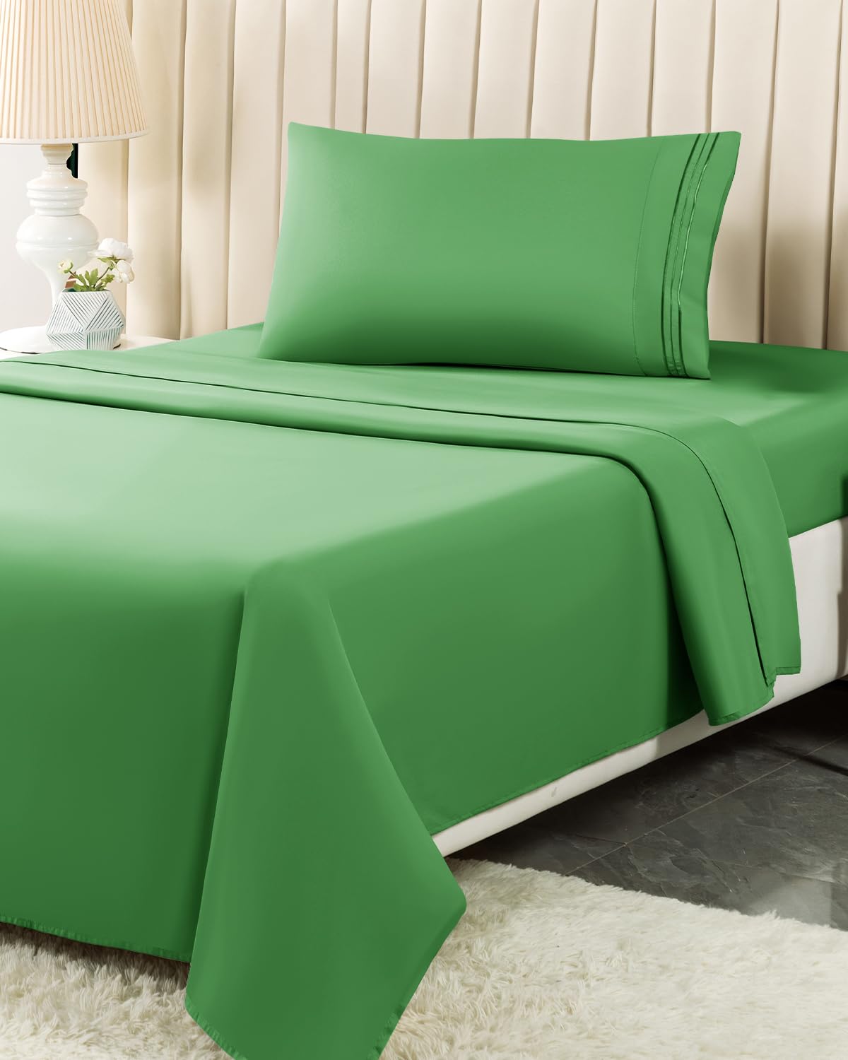 Missq 3-Piece Twin Sheets Set - 1800 Thread Count Microfiber Bed Sheets - Super Soft Luxury Sheet Set With 16' Deep Pocket - Wr