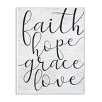 Stupell Industries Faith Hope Home Family Inspirational Word On Wood Texture Design Wall Plaque, 12 x 18, Multi-Color