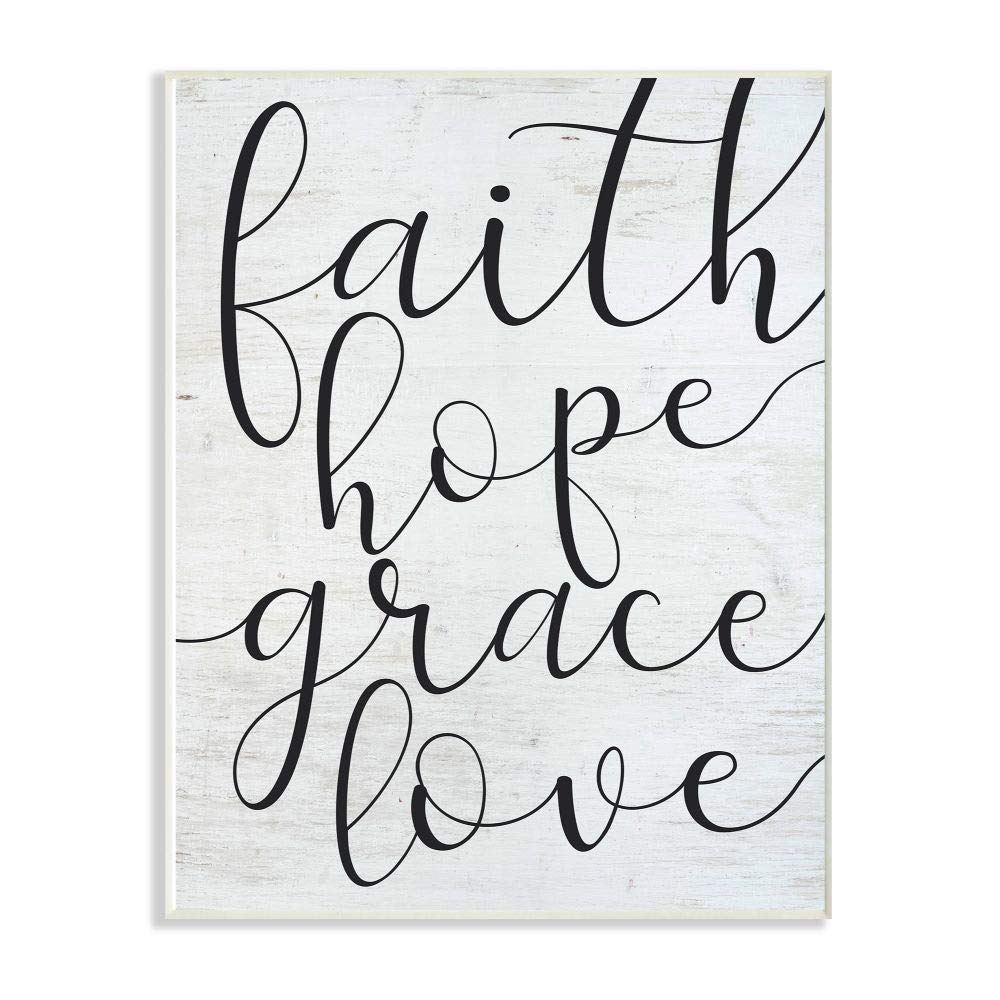Stupell Industries Faith Hope Home Family Inspirational Word On Wood Texture Design Wall Plaque, 12 x 18, Multi-Color