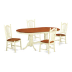 East West Furniture PLDO5-WHI-W 5 Piece Modern Dining Table Set Includes an Oval Wooden Table with Butterfly Leaf and 4 Dining Chairs, 42x78 Inch, Buttermilk & Cherry
