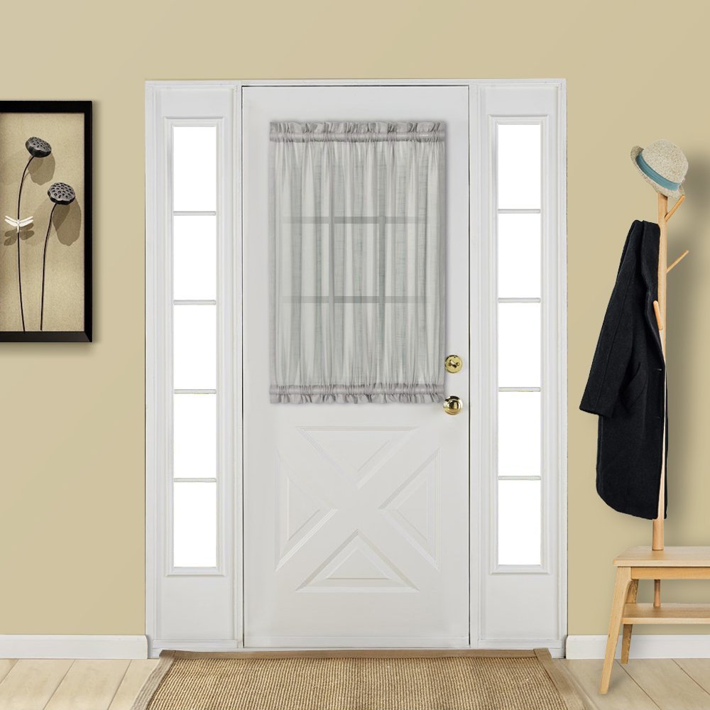 Aquazolax Front Door Curtains Set Of 2 For Glass Window, Sheer Sidelight Door Curtain Panel 25X40 Inches Small Kitchen/Doorway W