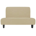 Easy-Going Stretch Futon Slipcover Armless Futon Bed Cover Furniture Protector Without Armrests With Elastic Bottom For Kids, Soft Jacquard Fabric Small Checks (Medium, Beige)