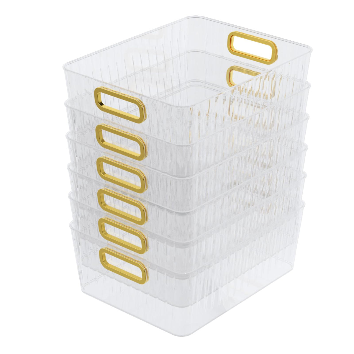 Gainhope 6 Packs Plastic Storage Bins with Handle, Clear Organizer Basket