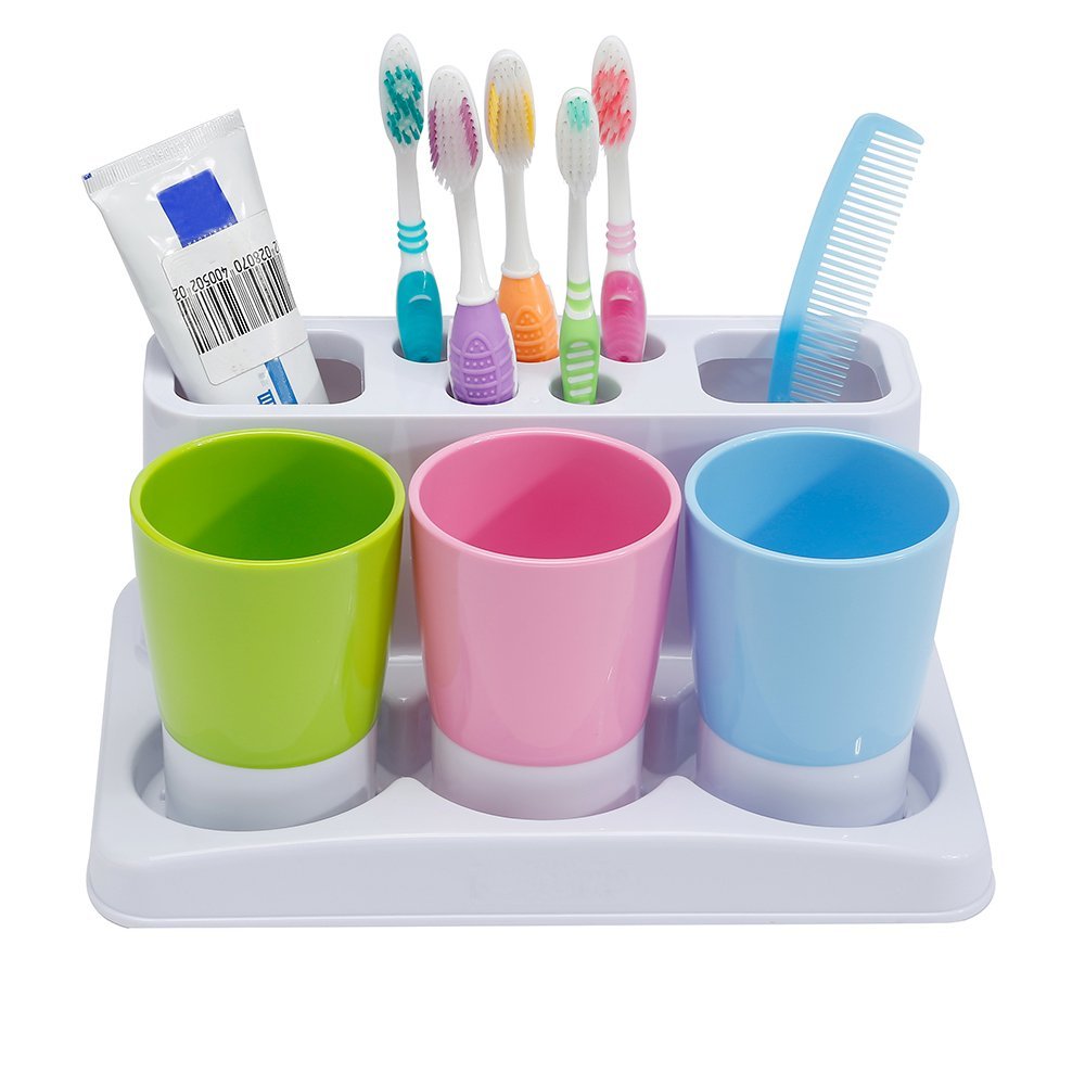 Eslite Toothbrush Toothpaste Holder Stand for Bathroom Storage Organizer
