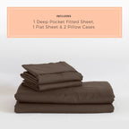 Peachskinsheets Chocolate Sheet Set - 1500Tc Level Of Softness - Extra Soft Cooling Sheets For Hot Sleepers And Night Sweats - F