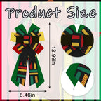 Large Kwanza Wreath Bow June 19Th 1865 Freedom Day Strips Burlap Bow For Wreaths, Africa American Independence Day Tree Topper B