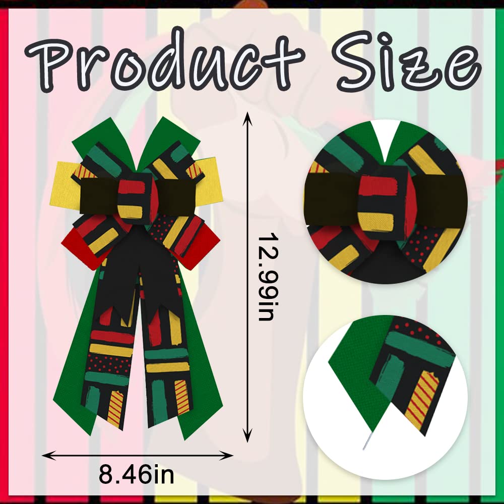 Large Kwanza Wreath Bow June 19Th 1865 Freedom Day Strips Burlap Bow For Wreaths, Africa American Independence Day Tree Topper B