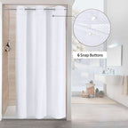 Mitovilla White Waffle Small Stall Shower Curtain 36 X 74, No Hooks Required Half Size Narrow Fabric Shower Curtain Set With Sna