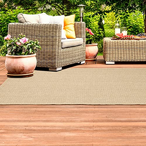 HomeRoots Polypropylene 2’x4’ Solid Sand Beige Indoor Outdoor Scatter Rug