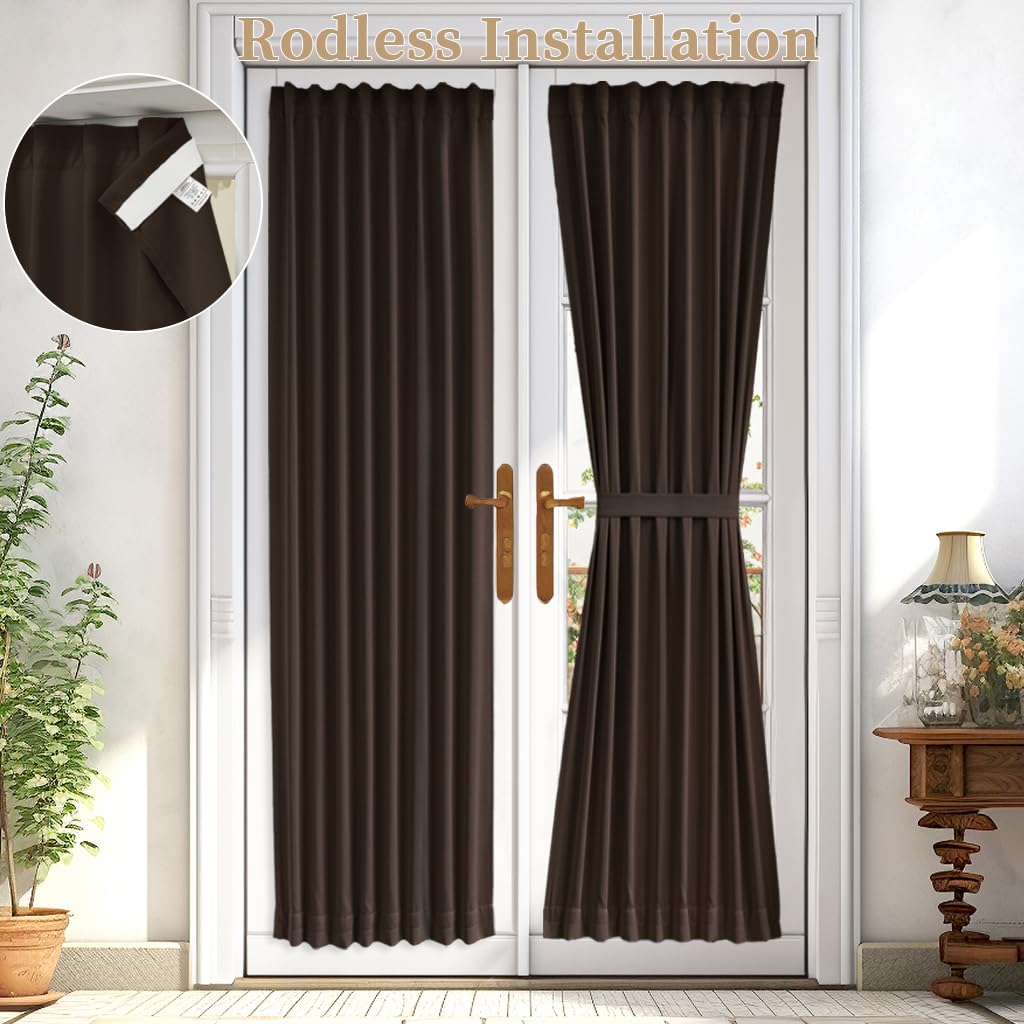 Vatge Thermal Insulated Blackout Side Window Curtain - French Door Sidelight Front Entry Way Panel Drape, Side Window Curtains f