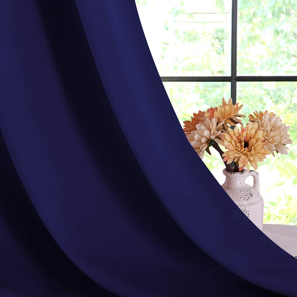 Nicetown Navy Blue Blackout Draperies Curtains, All Season Thermal Insulated Solid Grommet Top Blackout Curtains/Drapes For Kid'