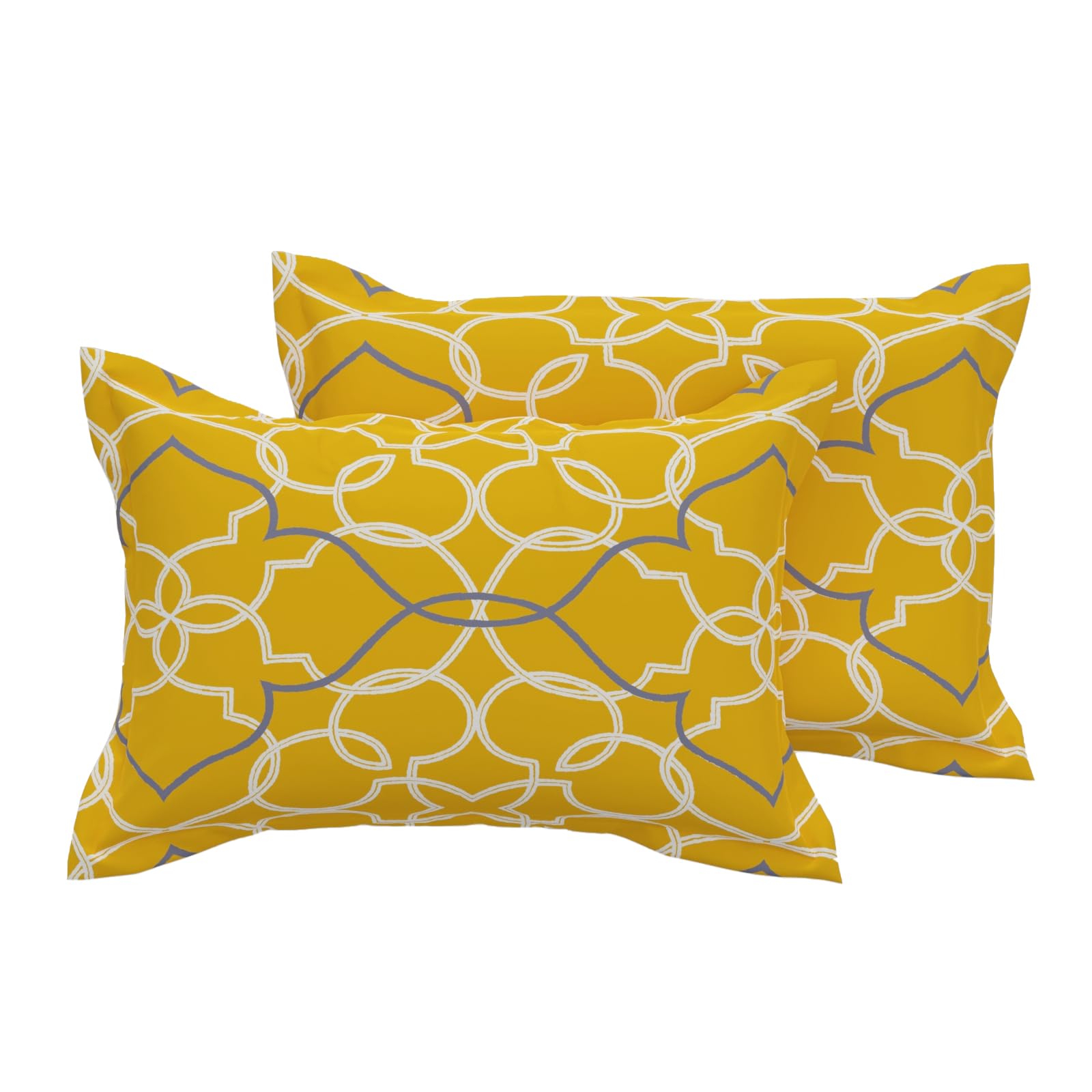 Huesland By Ahmedabad Cotton 144 Tc Cotton Pillow Covers Set Of 2  Yellow