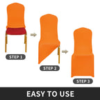 Peomeise Stretch Spandex Chair Cover For Wedding Party Dining Banquet Event (Orange, 12)