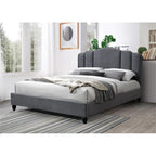 Acme Giada Channel-Tufted Fabric Eastern King Platform Bed in Charcoal
