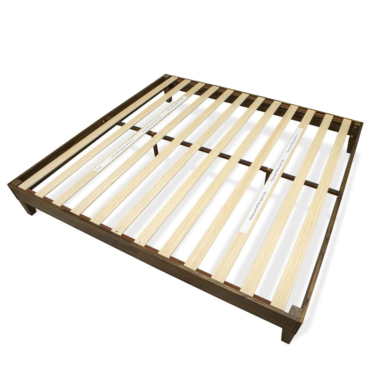 East West Furniture NVP-22-K King Size Platform Bed Frame with 4 Hardwood Legs and 2 Extra Center Legs - Walnut Finish