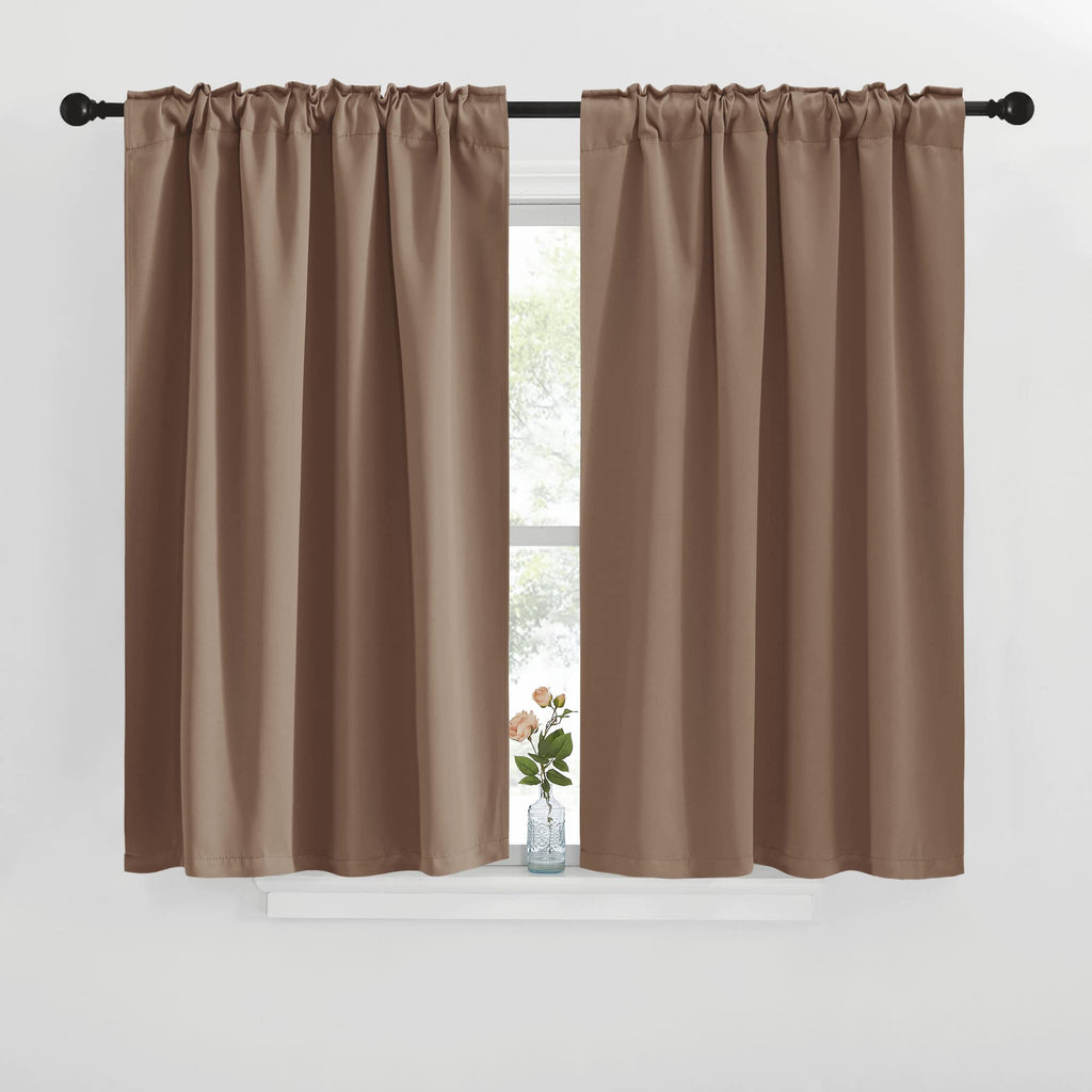 Nicetown Blackout Curtains And Drapes For Kitchen - (Cappuccino Color) 42 Inches Wide By 40 Inches Long, 2 Panels Set, Thermal Insulated Blackout Window Drapes