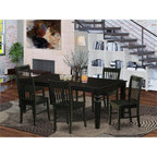 East West Furniture LGNO7-BLK-W 7 Piece Dining Room Furniture Set Consist of a Rectangle Kitchen Table with Butterfly Leaf and 6 Dining Chairs, 42x84 Inch, Black