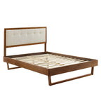 Modway Mod-6384-Wal-Bei Willow Queen Wood Platform Bed With Angular Frame, Walnut Beige