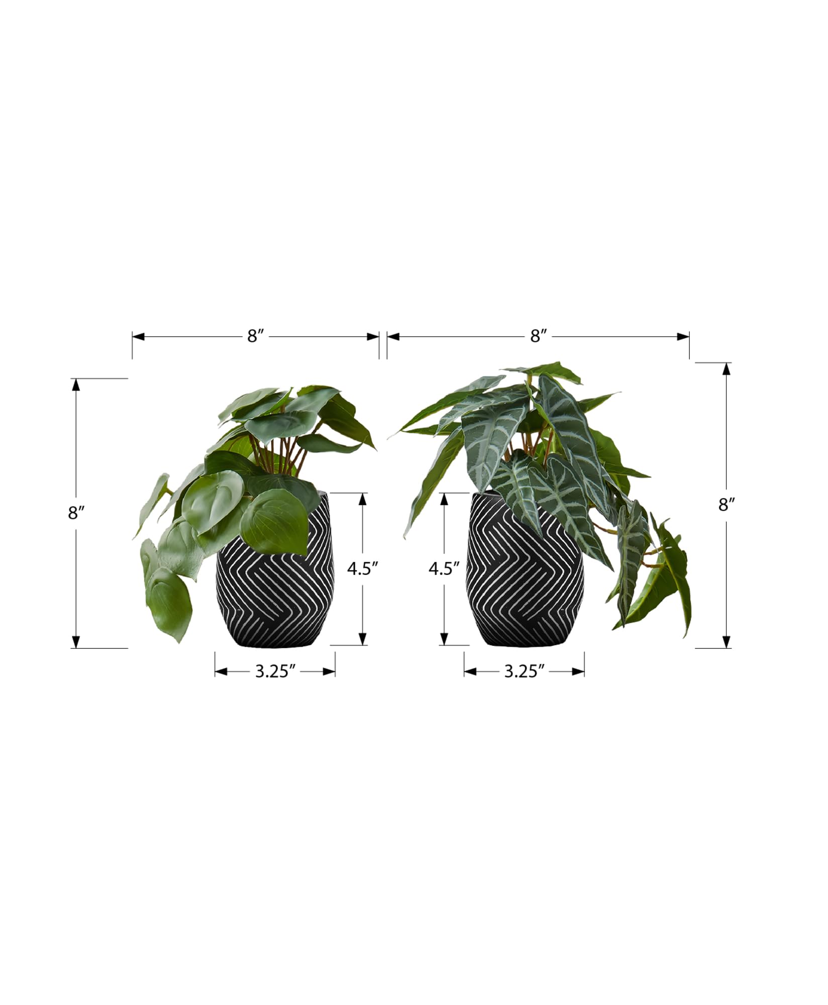 Monarch Specialties I 9559 Artificial Plant, 8' Tall, Alocasia, Set of 2, Decorative, Green Leaves