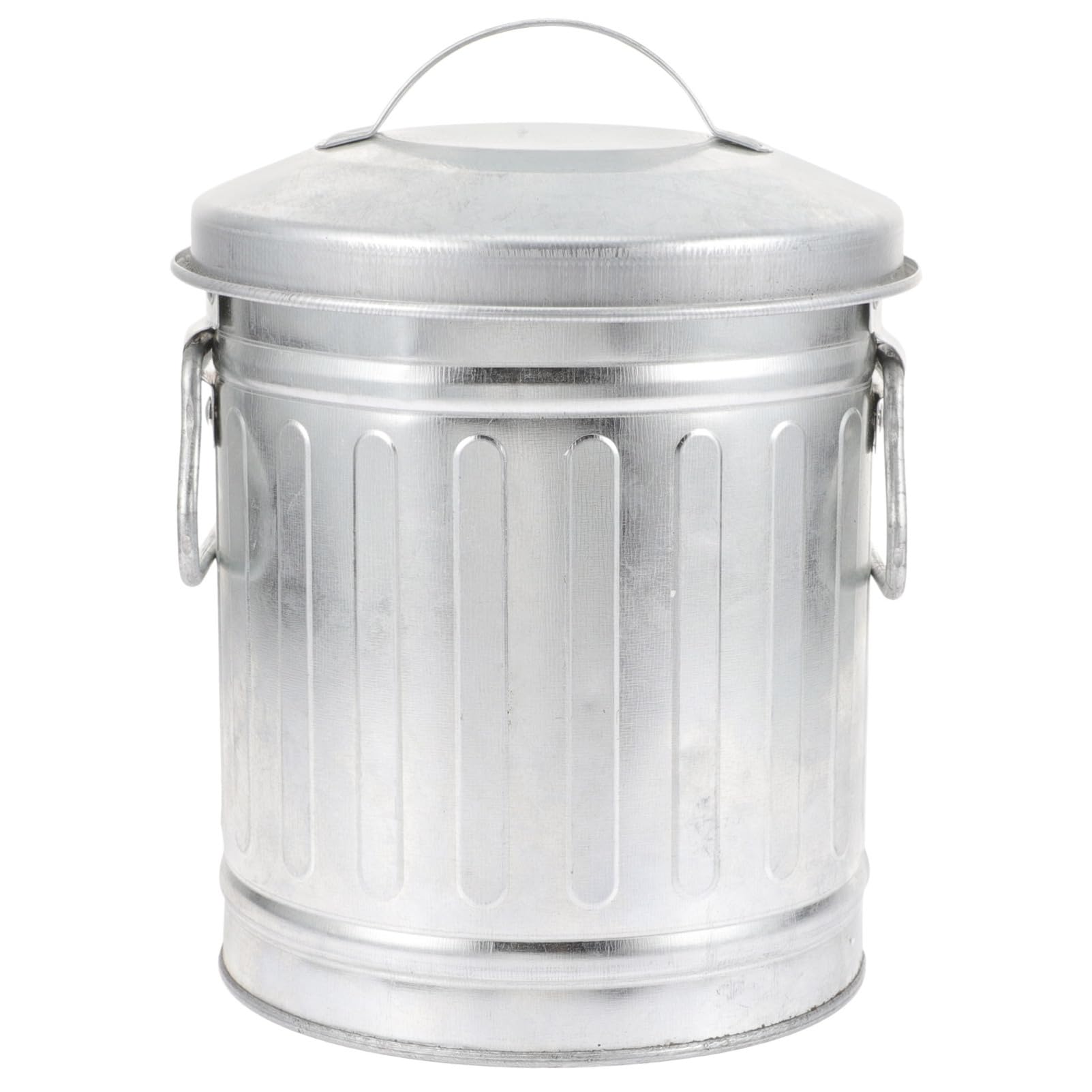 VILLCASE Mini Metal Bucket with Lid, 7.5 x 5 Small Garbage Can Trash Bin with Lid, Desktop Metal Rubbish Bin, Table Top Home Was