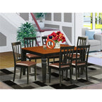 East West Furniture WEAN7-BCH-LC 7 Piece Dining Room Furniture Set Consist of a Rectangle Kitchen Table with Butterfly Leaf and 6 Faux Leather Upholstered Chairs, 42x60 Inch, Black & Cherry