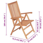 vidaXL 6 pcs Patio Chairs - Adjustable Reclining Outdoor Furniture - Classic Design - Fine Sanded Teak Hard Wood - Weather Resistant - Foldable & Lightweight